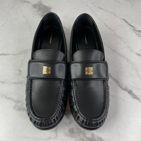 GIVENCHY Women’s Black Leather 4G Loafers Size 38.5