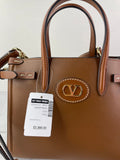 Valentino Garavani Tobacco Brown Leather Antibes Small Shopping Tote Shoulder/Crossbody Bag