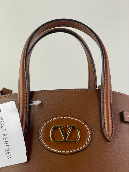 Valentino Garavani Tobacco Brown Leather Antibes Small Shopping Tote Shoulder/Crossbody Bag