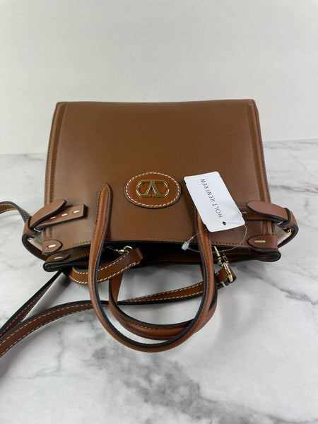 Valentino Garavani Tobacco Brown Leather Antibes Small Shopping Tote Shoulder/Crossbody Bag