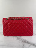 CHANEL Raspberry (Pink/Red) Caviar Quilted Medium Classic Double Flap Bag