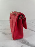 CHANEL Raspberry (Pink/Red) Caviar Quilted Medium Classic Double Flap Bag