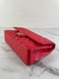 CHANEL Raspberry (Pink/Red) Caviar Quilted Medium Classic Double Flap Bag