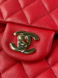 CHANEL Raspberry (Pink/Red) Caviar Quilted Medium Classic Double Flap Bag