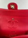 CHANEL Raspberry (Pink/Red) Caviar Quilted Medium Classic Double Flap Bag