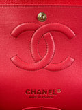 CHANEL Raspberry (Pink/Red) Caviar Quilted Medium Classic Double Flap Bag