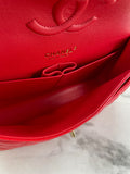 CHANEL Raspberry (Pink/Red) Caviar Quilted Medium Classic Double Flap Bag