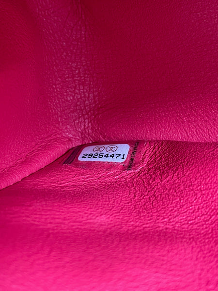 CHANEL Raspberry (Pink/Red) Caviar Quilted Medium Classic Double Flap Bag