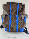 LOUIS VUITTON Monogram Macassar Blue Christopher MM Backpack