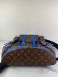LOUIS VUITTON Monogram Macassar Blue Christopher MM Backpack