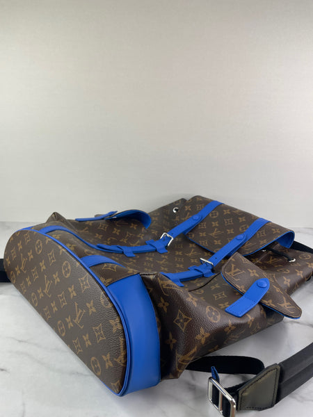 LOUIS VUITTON Monogram Macassar Blue Christopher MM Backpack
