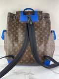 LOUIS VUITTON Monogram Macassar Blue Christopher MM Backpack