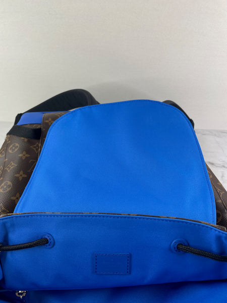 LOUIS VUITTON Monogram Macassar Blue Christopher MM Backpack