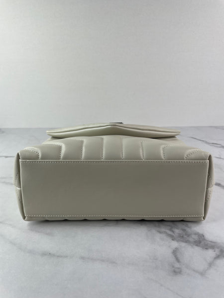SAINT LAURENT Cream/Off White Small Loulou Matelassé Leather Crossbody/Shoulder Bag