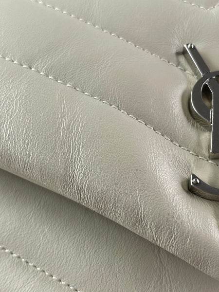 SAINT LAURENT Cream/Off White Small Loulou Matelassé Leather Crossbody/Shoulder Bag