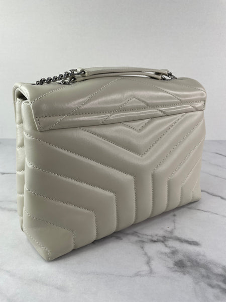 SAINT LAURENT Cream/Off White Small Loulou Matelassé Leather Crossbody/Shoulder Bag