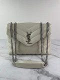 SAINT LAURENT Cream/Off White Small Loulou Matelassé Leather Crossbody/Shoulder Bag