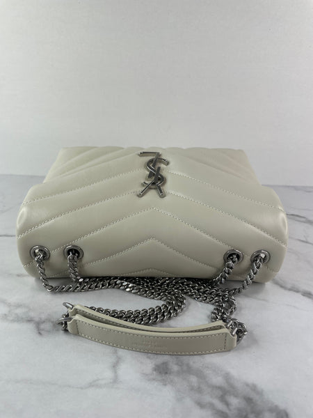 SAINT LAURENT Cream/Off White Small Loulou Matelassé Leather Crossbody/Shoulder Bag