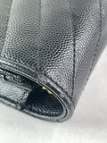 SAINT LAURENT Black CLASSIC CASSANDRE CHAIN WALLET IN GRAIN DE POUDRE LEATHER