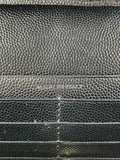 SAINT LAURENT Black CLASSIC CASSANDRE CHAIN WALLET IN GRAIN DE POUDRE LEATHER