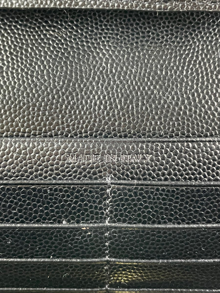 SAINT LAURENT Black CLASSIC CASSANDRE CHAIN WALLET IN GRAIN DE POUDRE LEATHER