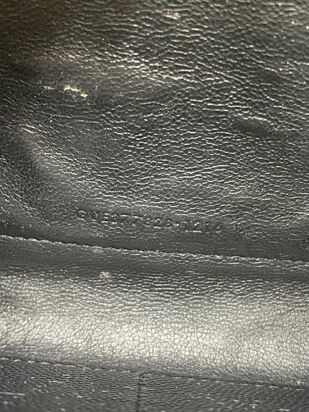 SAINT LAURENT Black CLASSIC CASSANDRE CHAIN WALLET IN GRAIN DE POUDRE LEATHER