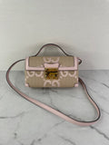 GUCCI Beige/Perfect Pink Monogram Jumbo GG Textured Dollar Calfskin Mini Padlock Top Handle Shoulder/Crossbody Bag
