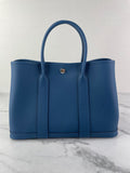 HERMES Bleu Outremer Negonda Calfskin Leather Garden Party 30 TPM Tote Bag