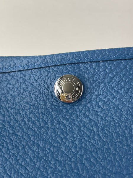 HERMES Bleu Outremer Negonda Calfskin Leather Garden Party 30 TPM Tote Bag