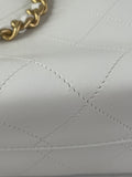 CHANEL White Smooth Calfskin Small Shopping Tote Shoulder Bag