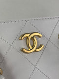CHANEL White Smooth Calfskin Small Shopping Tote Shoulder Bag