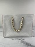 CHANEL White Smooth Calfskin Small Shopping Tote Shoulder Bag