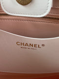 CHANEL White Smooth Calfskin Small Shopping Tote Shoulder Bag