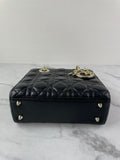 CHRISTIAN DIOR Black Lambskin Cannage Small Lucky Badges My Lady Dior Shoulder/Crossbody Bag