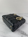 CHRISTIAN DIOR Black Lambskin Cannage Small Lucky Badges My Lady Dior Shoulder/Crossbody Bag