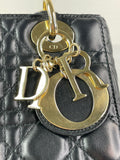 CHRISTIAN DIOR Black Lambskin Cannage Small Lucky Badges My Lady Dior Shoulder/Crossbody Bag