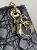 CHRISTIAN DIOR Black Lambskin Cannage Small Lucky Badges My Lady Dior Shoulder/Crossbody Bag