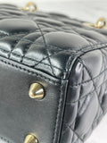 CHRISTIAN DIOR Black Lambskin Cannage Small Lucky Badges My Lady Dior Shoulder/Crossbody Bag