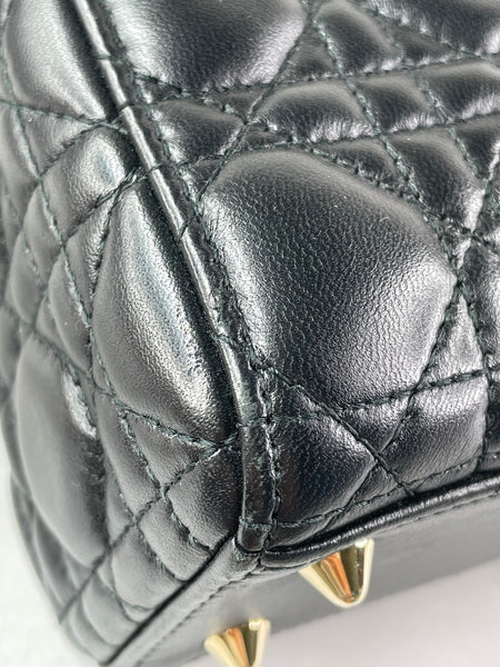 CHRISTIAN DIOR Black Lambskin Cannage Small Lucky Badges My Lady Dior Shoulder/Crossbody Bag