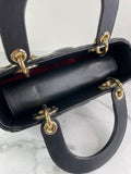 CHRISTIAN DIOR Black Lambskin Cannage Small Lucky Badges My Lady Dior Shoulder/Crossbody Bag