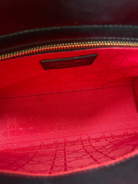 CHRISTIAN DIOR Black Lambskin Cannage Small Lucky Badges My Lady Dior Shoulder/Crossbody Bag