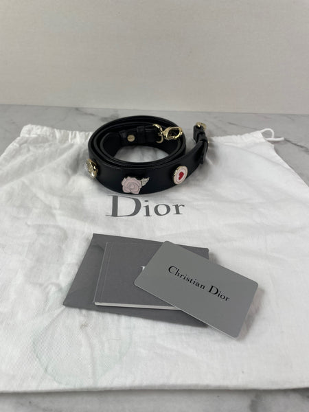 CHRISTIAN DIOR Black Lambskin Cannage Small Lucky Badges My Lady Dior Shoulder/Crossbody Bag