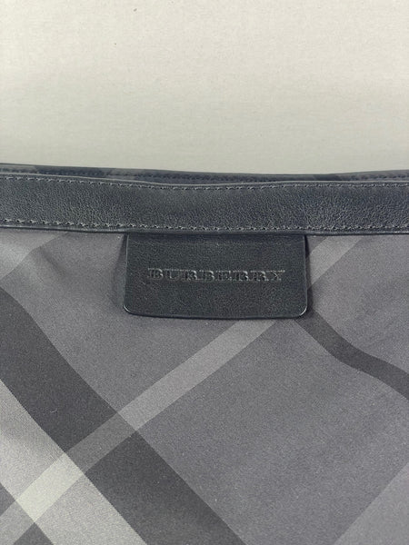 BURBERRY Black Check Nylon Large Shoulder Bag