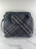 BURBERRY Black Check Nylon Large Shoulder Bag