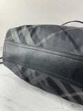 BURBERRY Black Check Nylon Large Shoulder Bag
