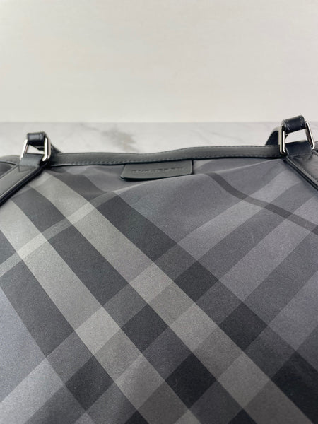 BURBERRY Black Check Nylon Large Shoulder Bag