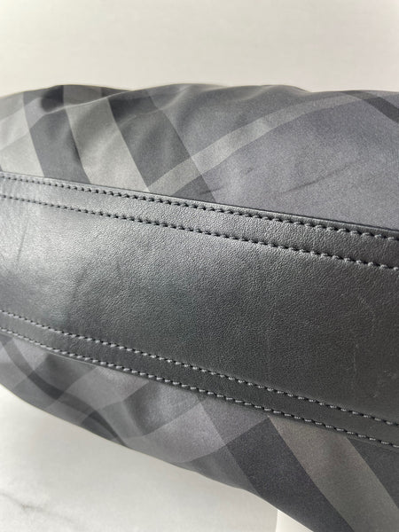 BURBERRY Black Check Nylon Large Shoulder Bag