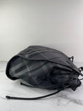 BURBERRY Black Check Nylon Large Shoulder Bag