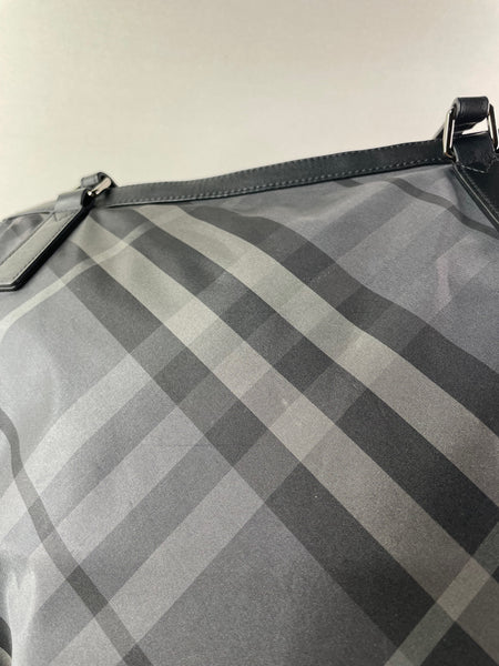 BURBERRY Black Check Nylon Large Shoulder Bag