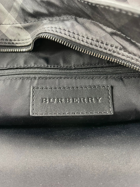 BURBERRY Black Check Nylon Large Shoulder Bag